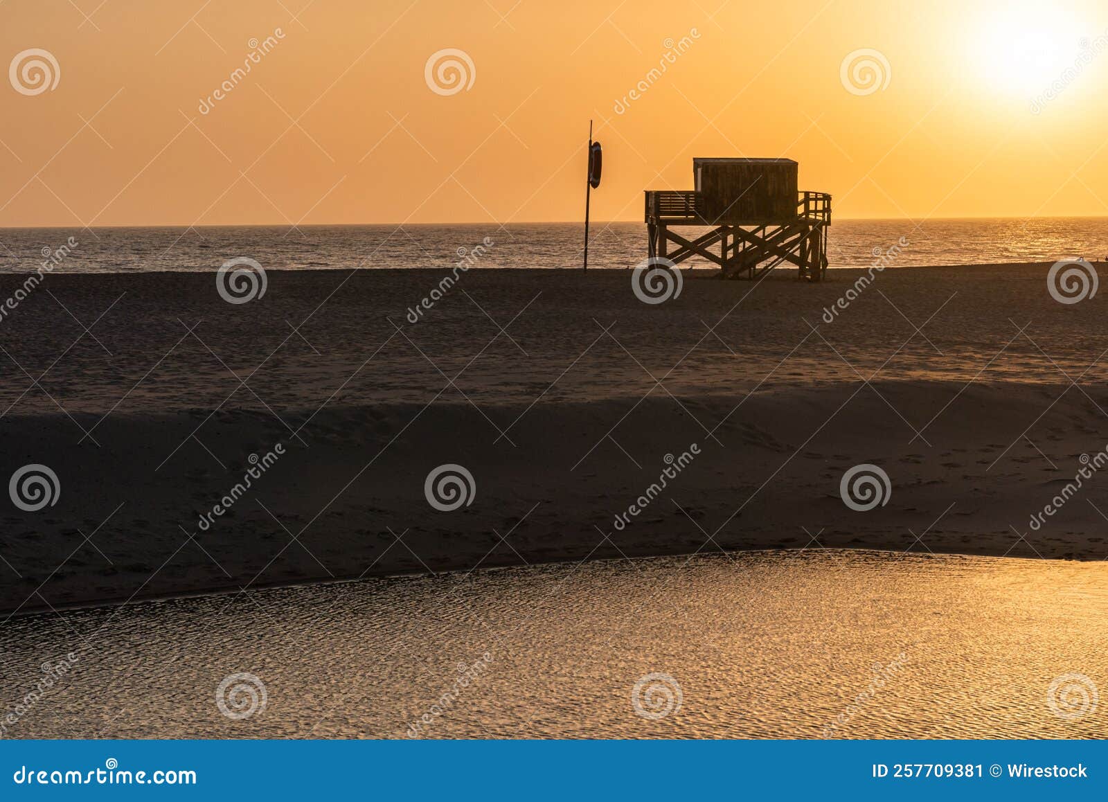 scenic golden sunset at areia branca beach in lourinha, portugal