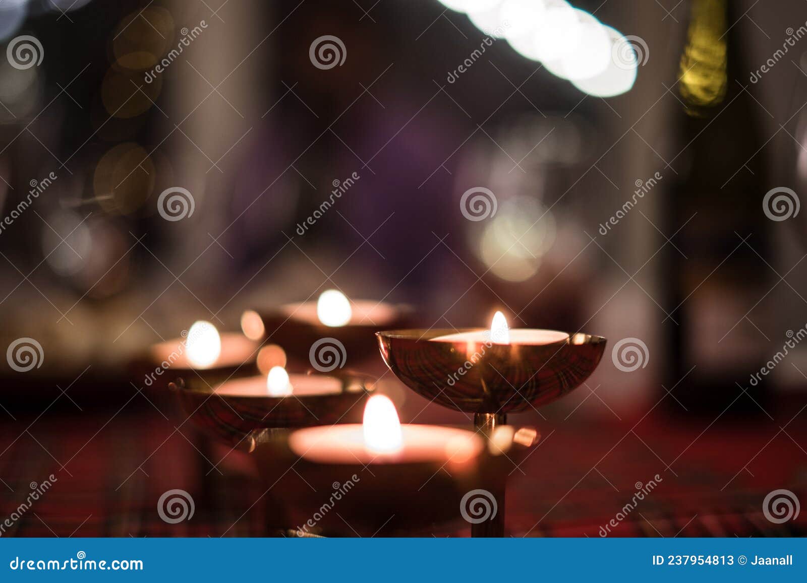 Beautiful Candle Light on Dinner Table Stock Image Image of christmas