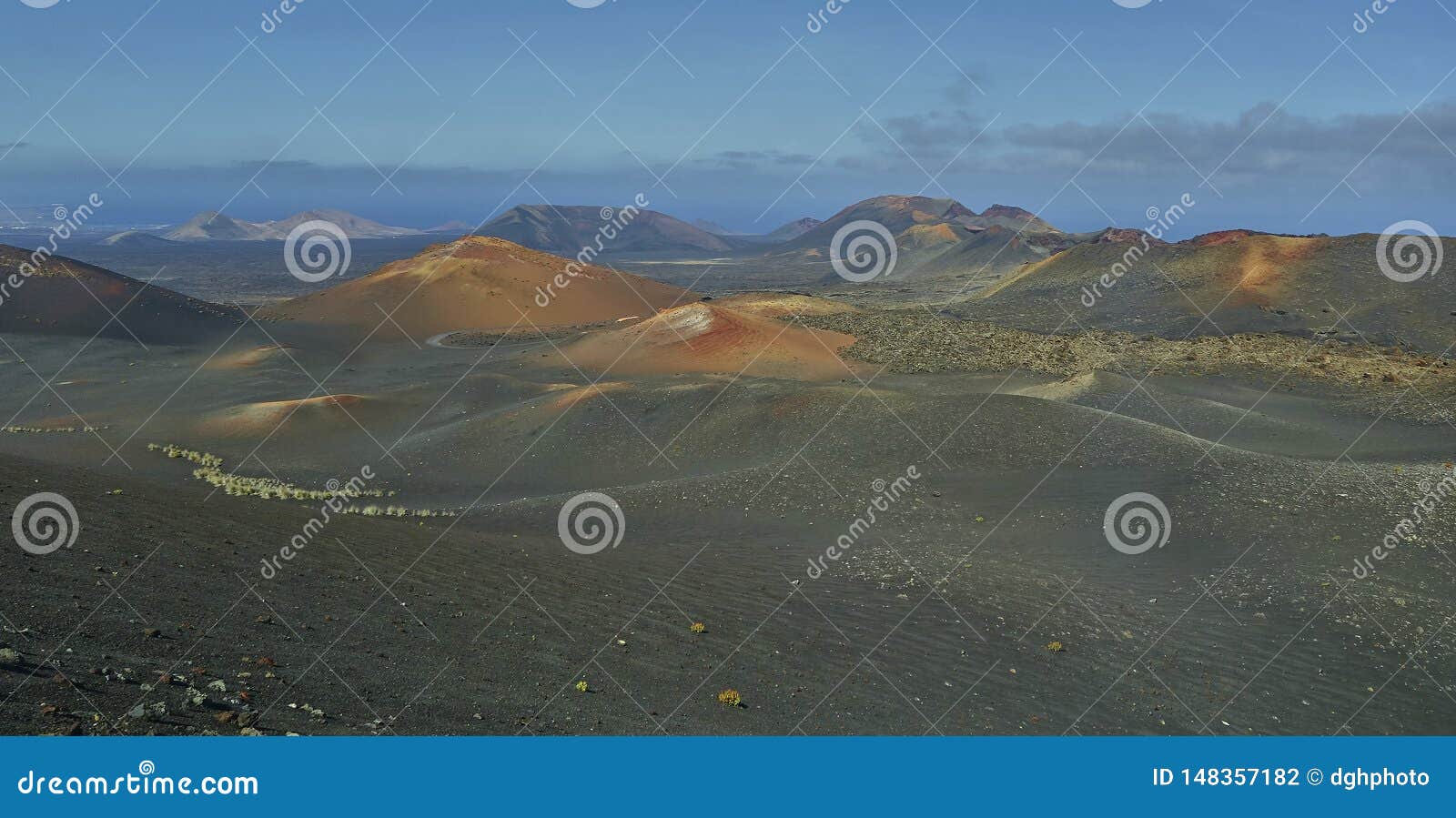 scenic landscape ovolcanic landscape at timanfaya national park on lanzarote islandn the island of lanzarote in the atlantic ocean