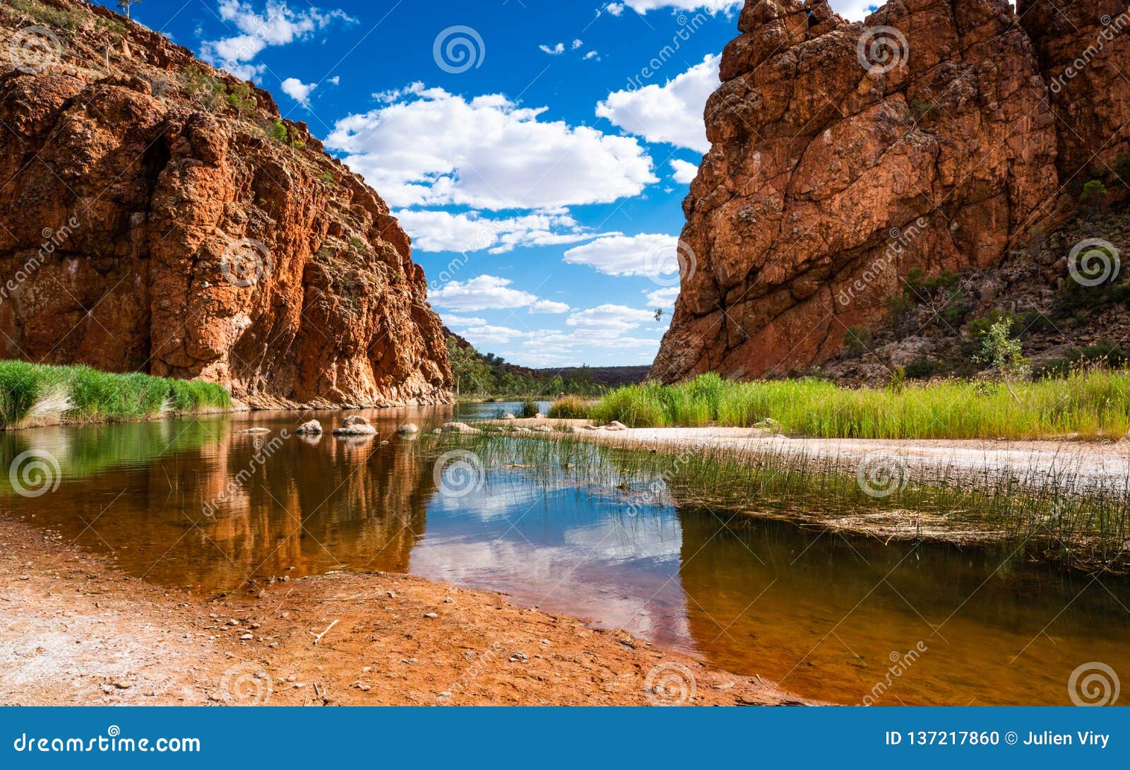 scenic panorama of glen helen gorge in west macdonnell national park in central outback australia