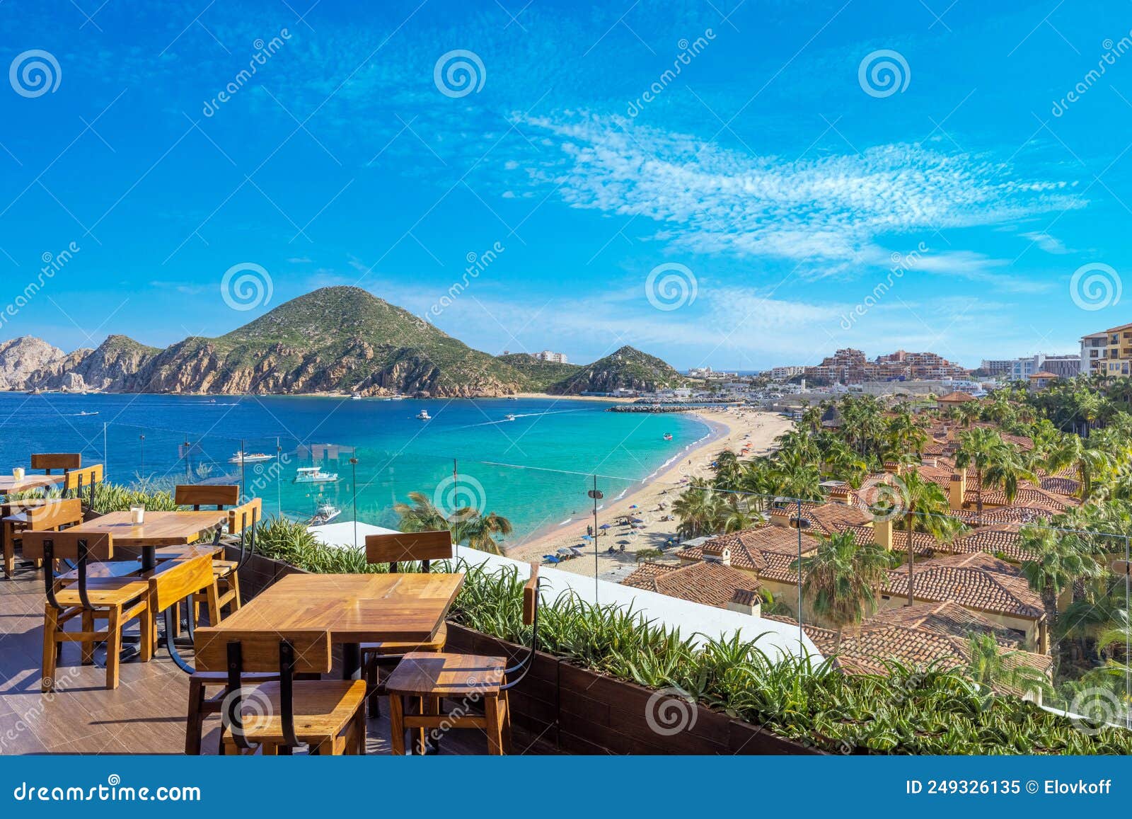 scenic panoramic aerial view of los cabos landmark tourist destination arch of cabo san lucas