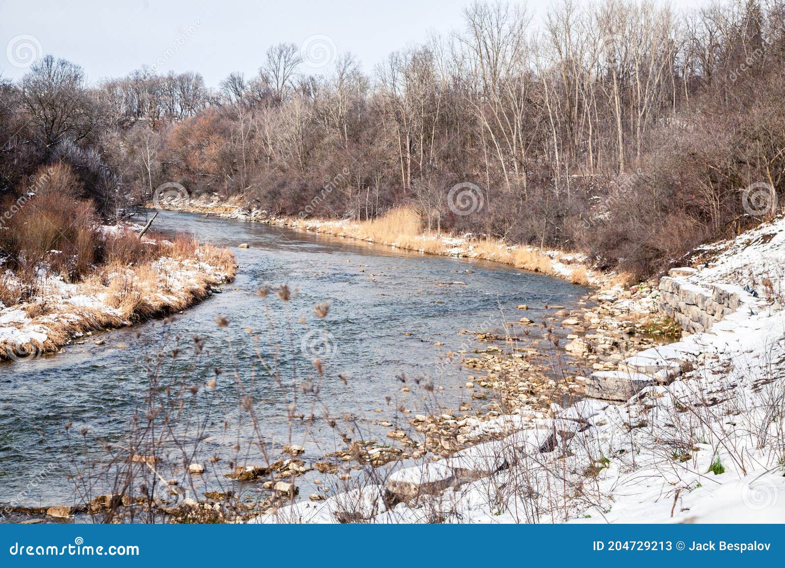 Scenic Riverside in Winter Paris Ontario Stock Image Image of frost