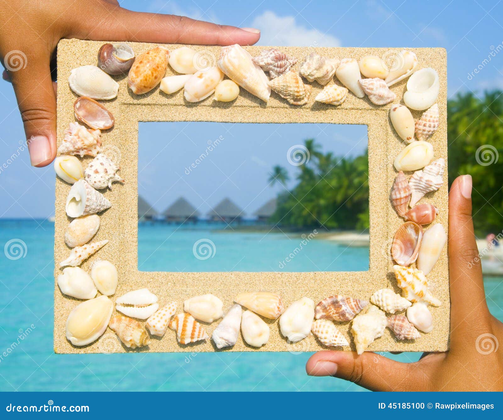 Scenic Sand Picture Frame for Copy Space Stock Photo Image of human