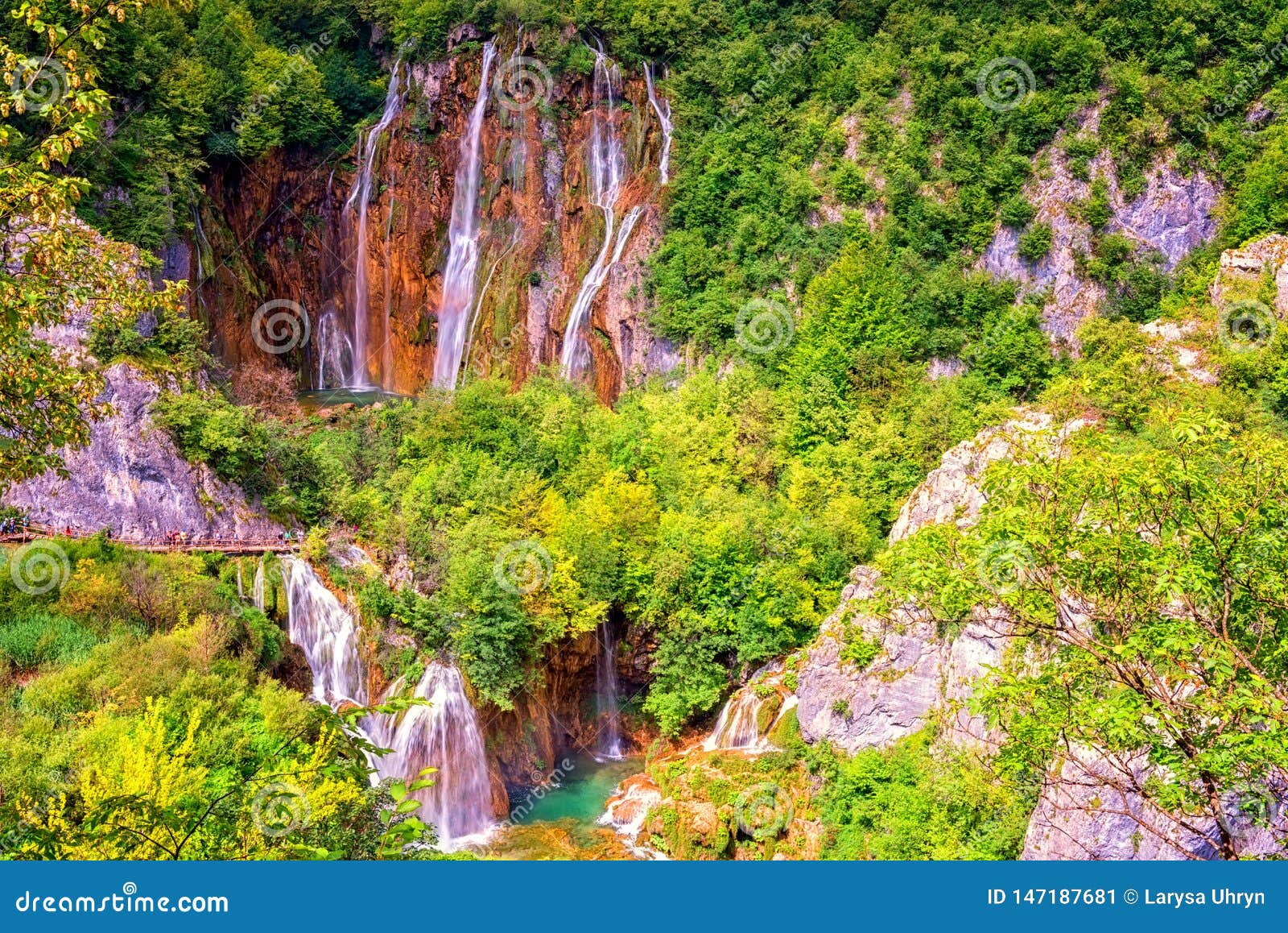 Scenic Summer Outdoor Travel Background Plitvice Lakes National Park