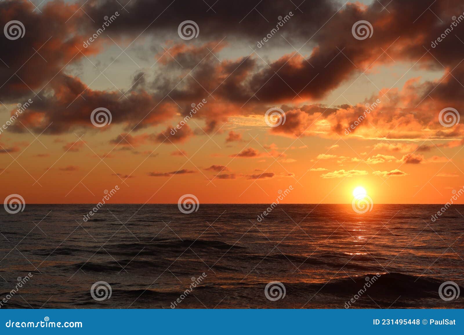 scenic sunset. calm baltic sea. poland seaside