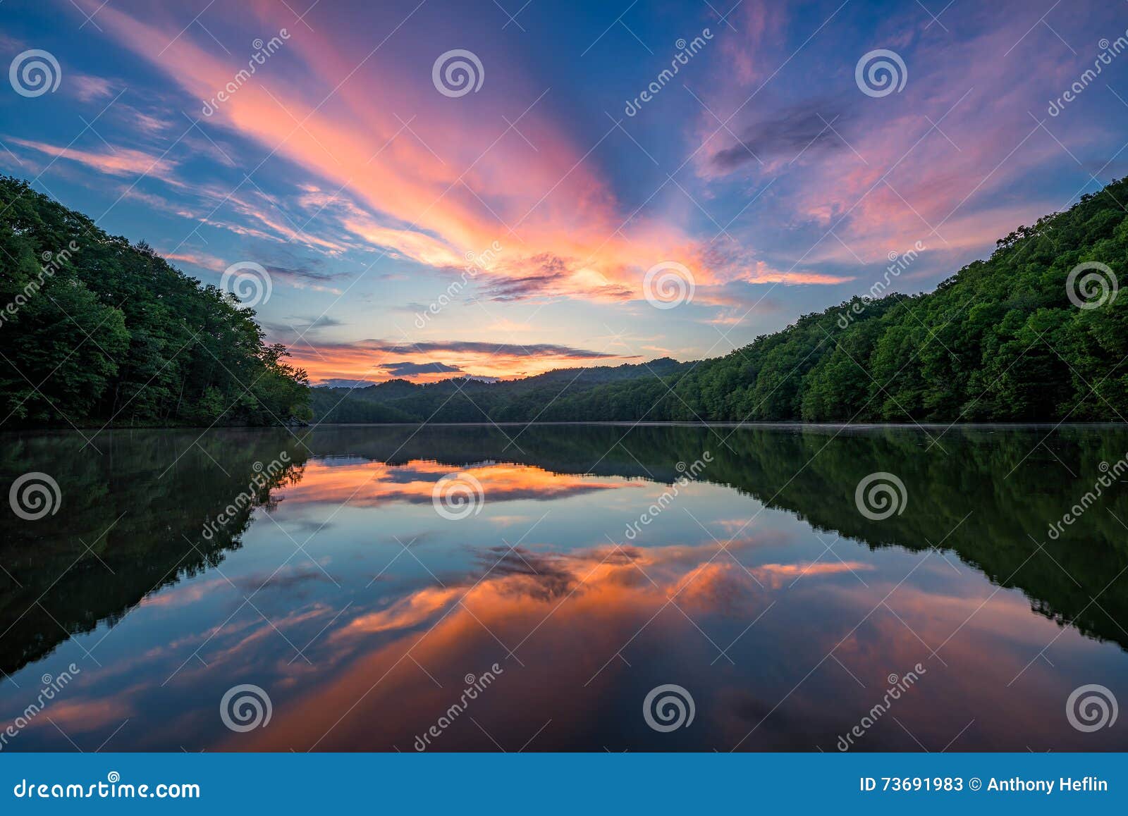 scenic sunset, mountain lake, kentucky