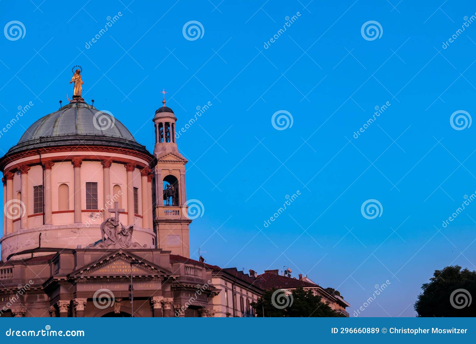 bergamo - scenic view of church chiesa prepositurale di santa maria immacolata delle grazie, italy