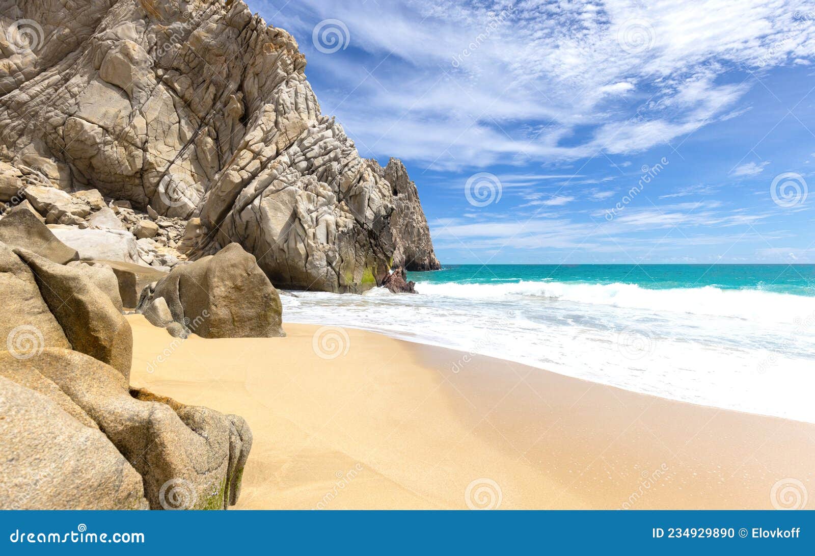 scenic travel destination playa del divorcio, divorce beach located near scenic arch of cabo san lucas