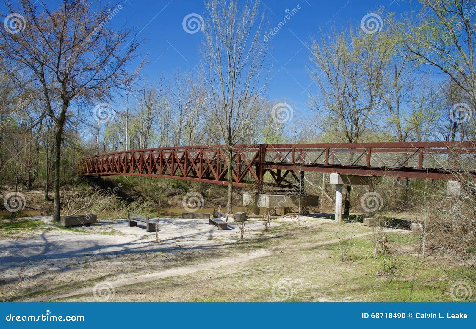 scenic view of a bridge over a wooded area.