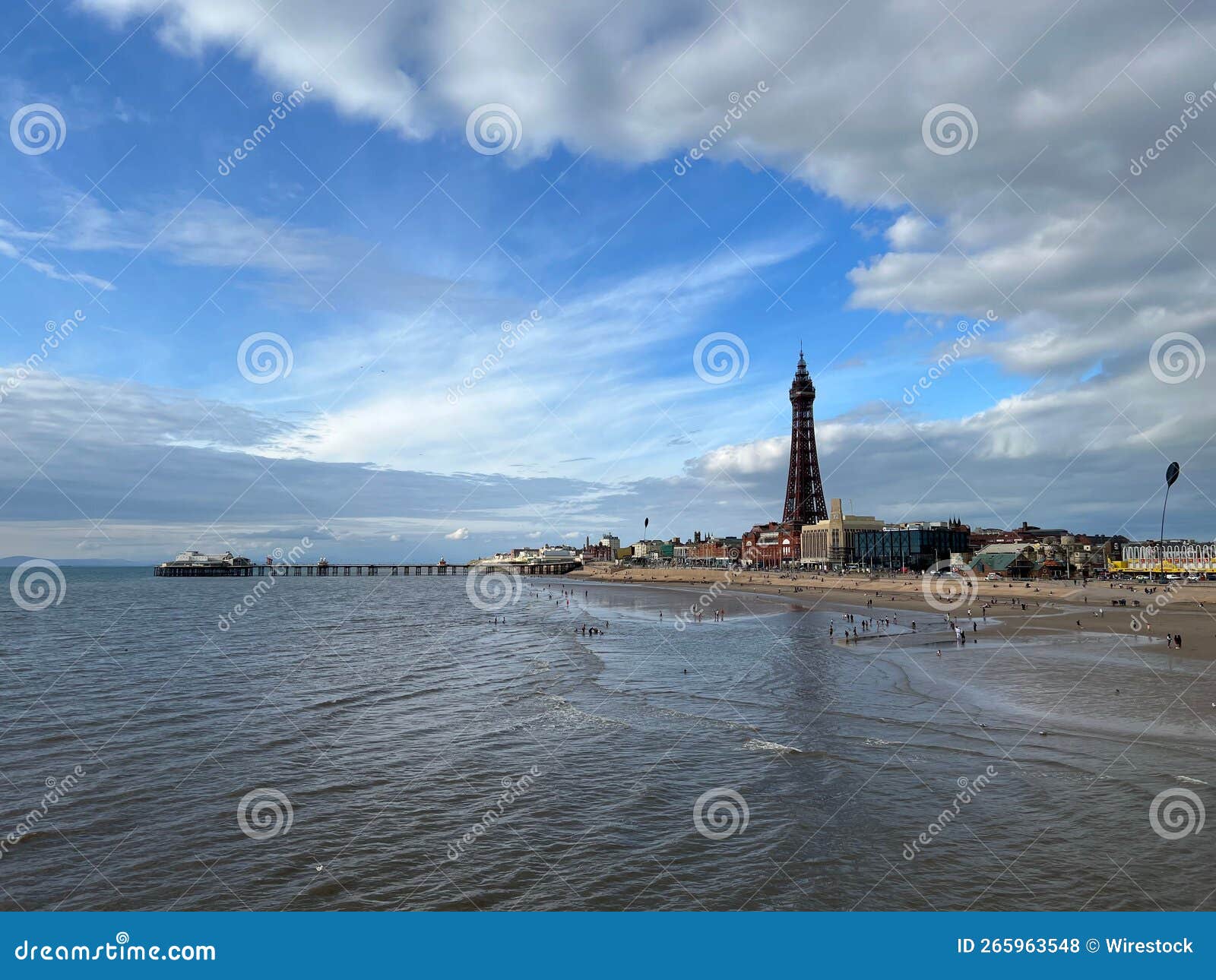 Scenic View of the Central Lighthouse of Blackpool Town Under the
