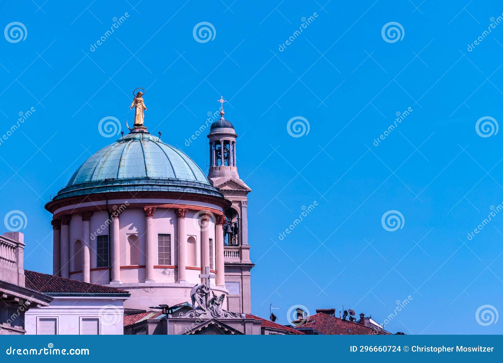 bergamo - scenic view of church chiesa prepositurale di santa maria immacolata delle grazie, italy