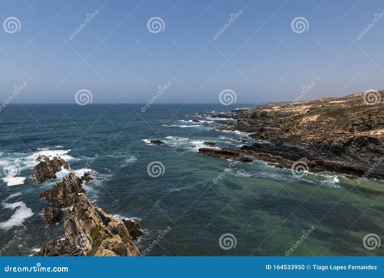 scenic view of the coastline near almograve, at the vicentine coast, in alentejo