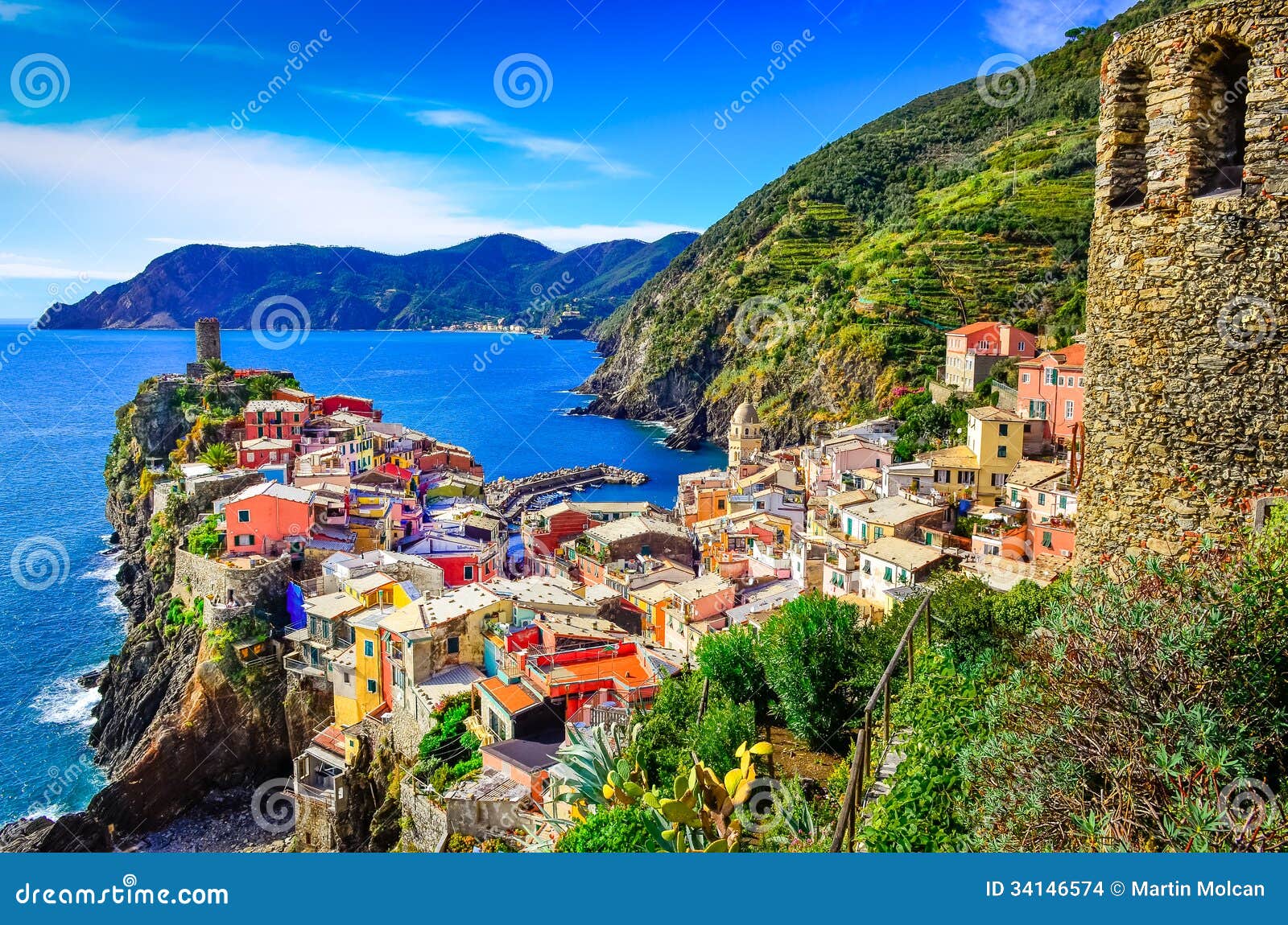 scenic view of colorful village vernazza in cinque terre
