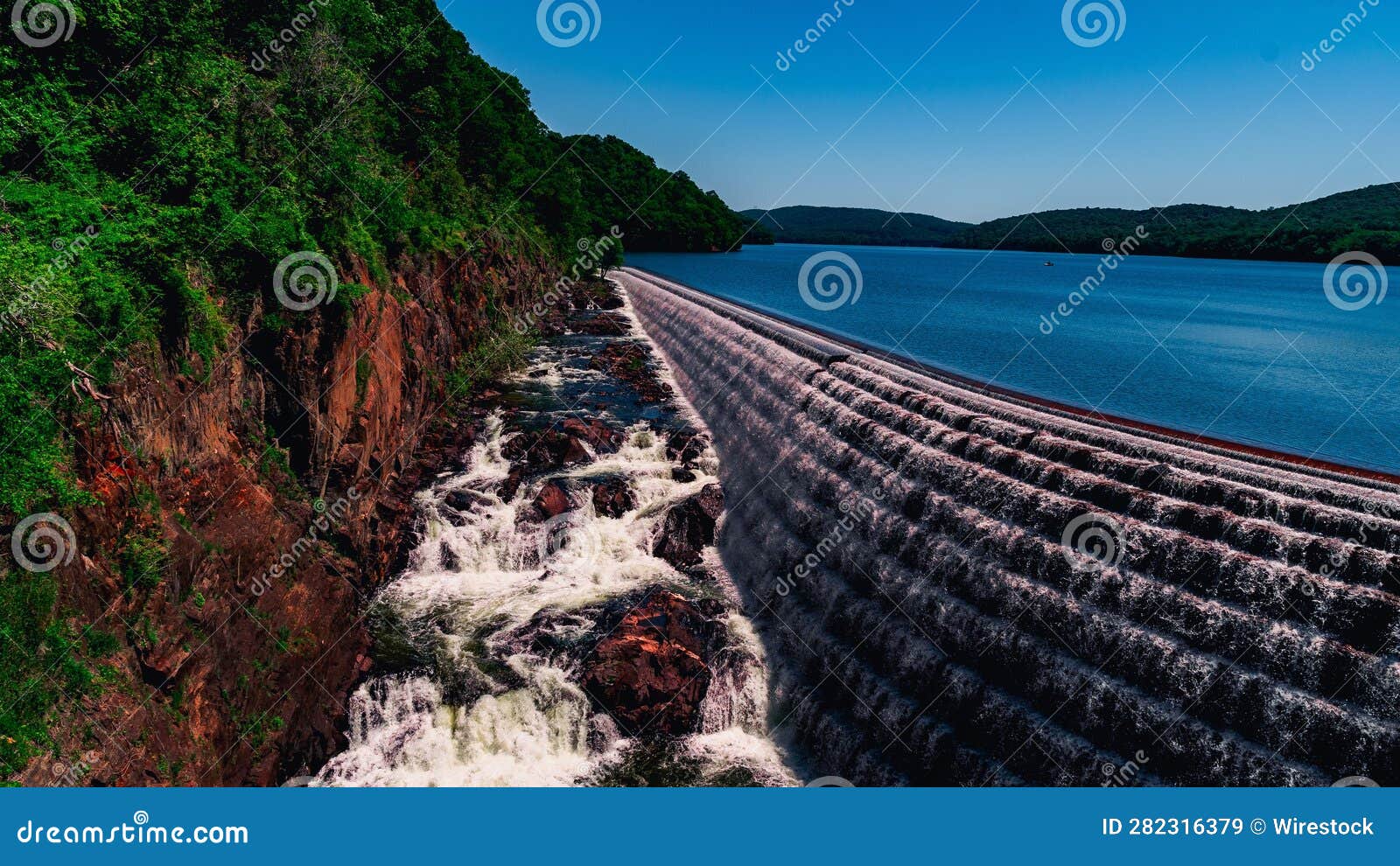 Scenic View of the Croton Dam on the Hudson River Stock Image Image