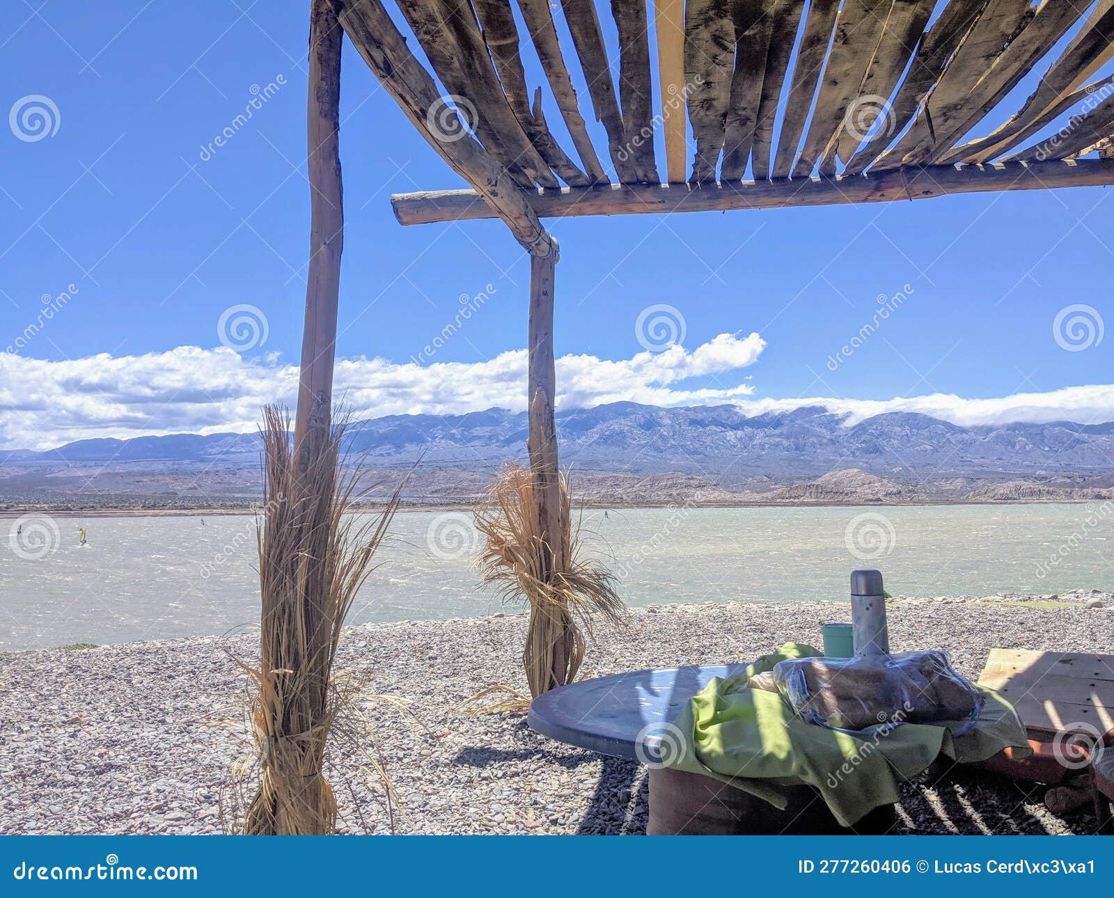 scenic view of cuesta del viento dam beach and parador in rodeo, san juan, argentina