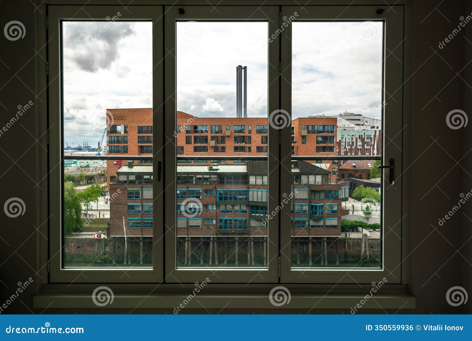 scenic view of hamburgs modern architecture through a window