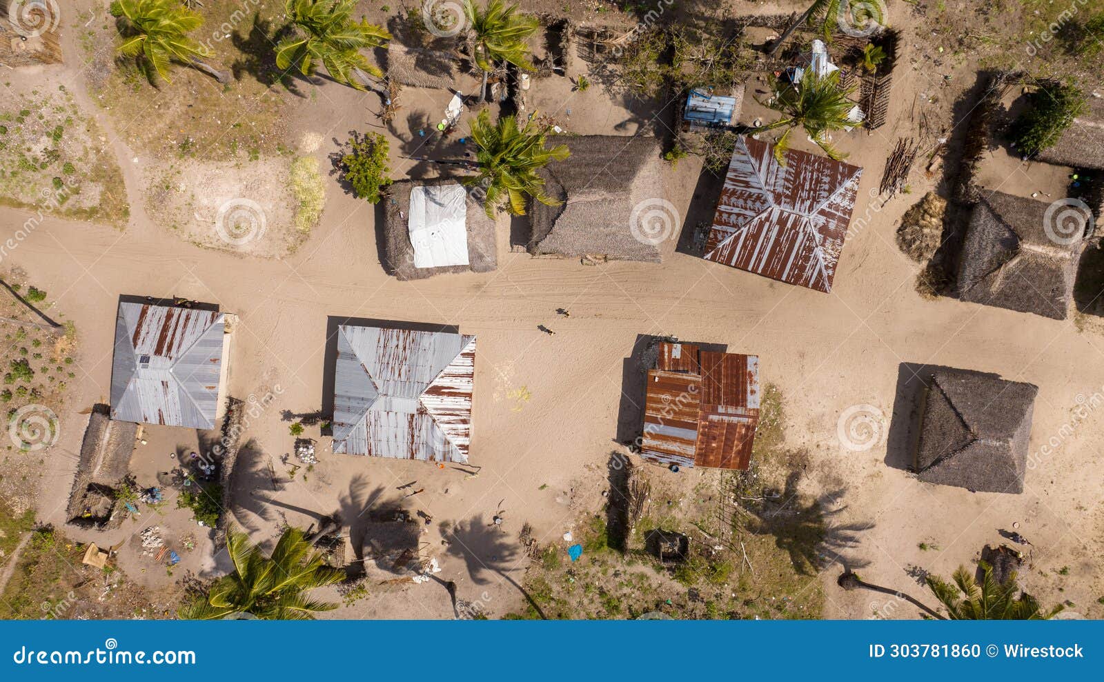 scenic view of houses in mocimboa da praia on a sunny day in cabo delgado, mozambique