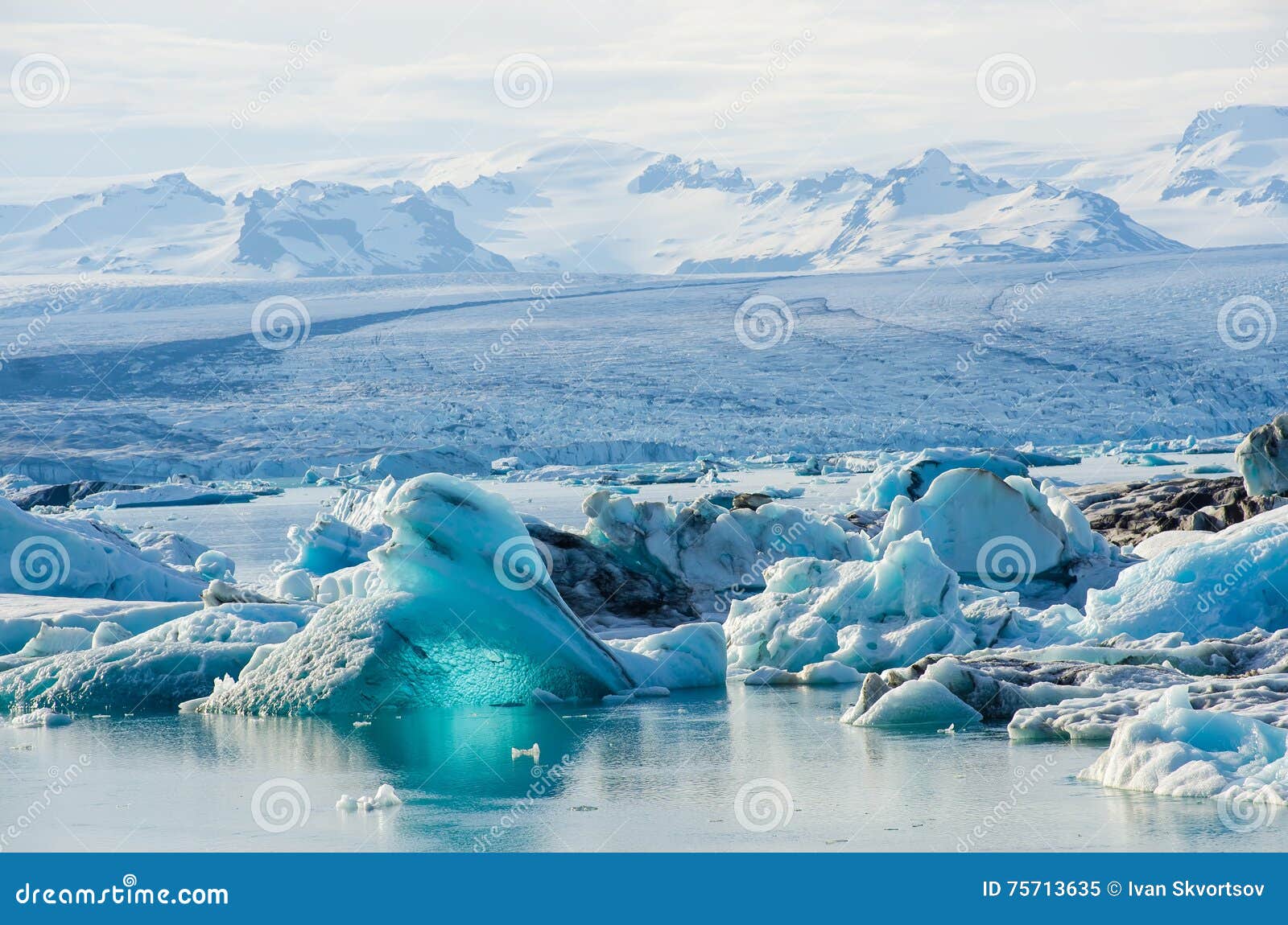 scenic view of icebergs in glacier lagoon, iceland.