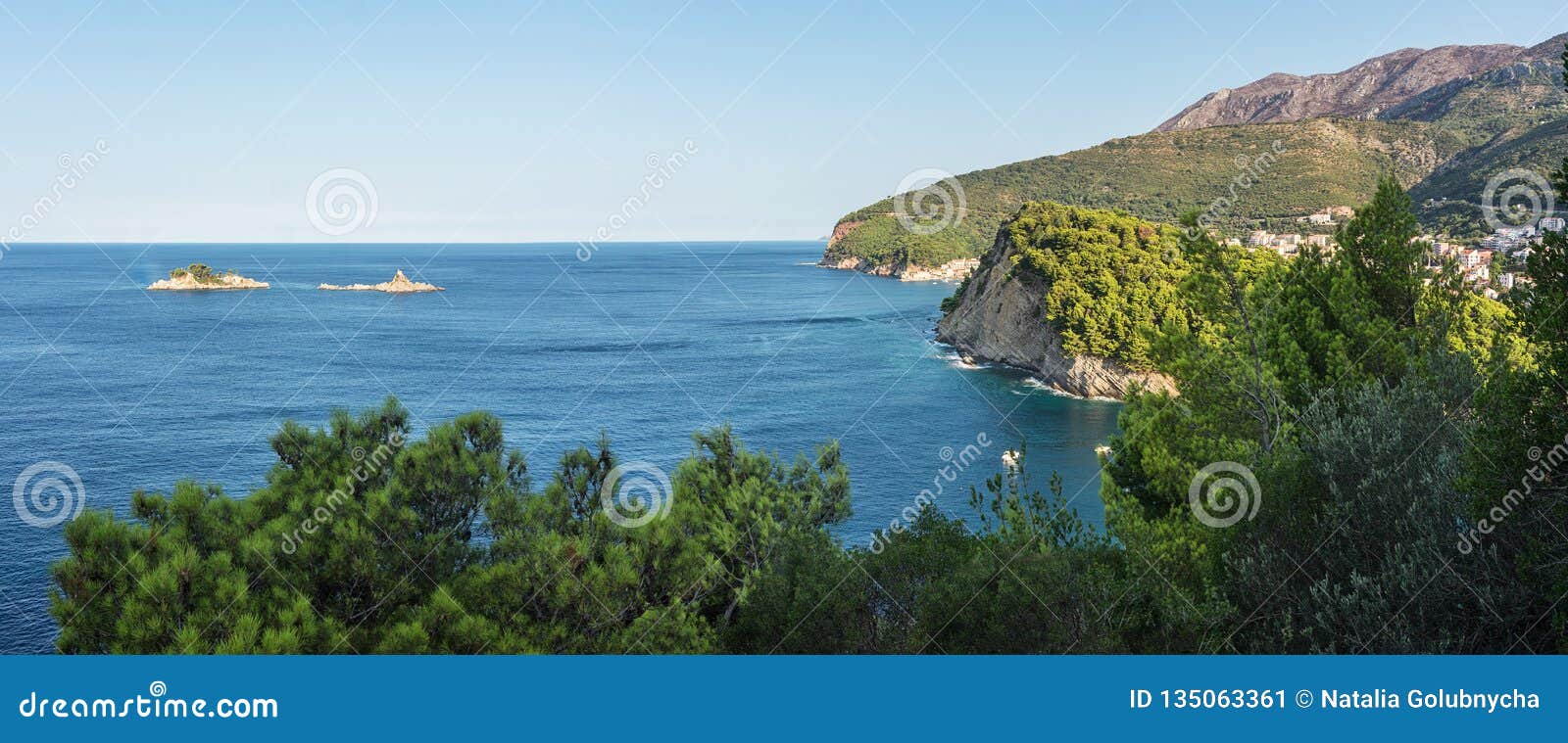 Scenic View of Islands Sveta Nedelja and Katic, Montenegro Stock Image ...