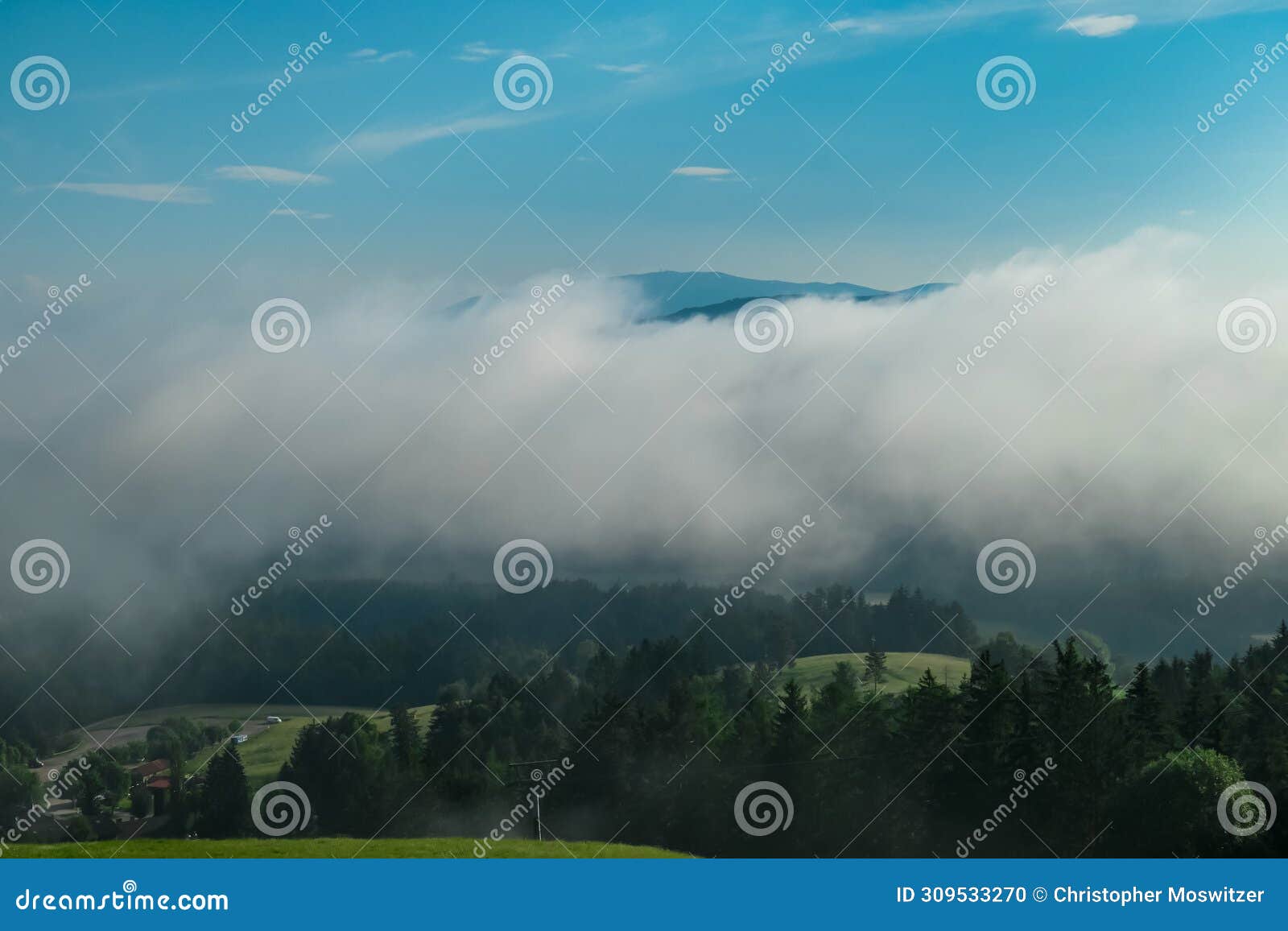 petzen - scenic view of jauntal valley covered by thick clouds seen from mountain resort petzen, bleiburg, carinthia