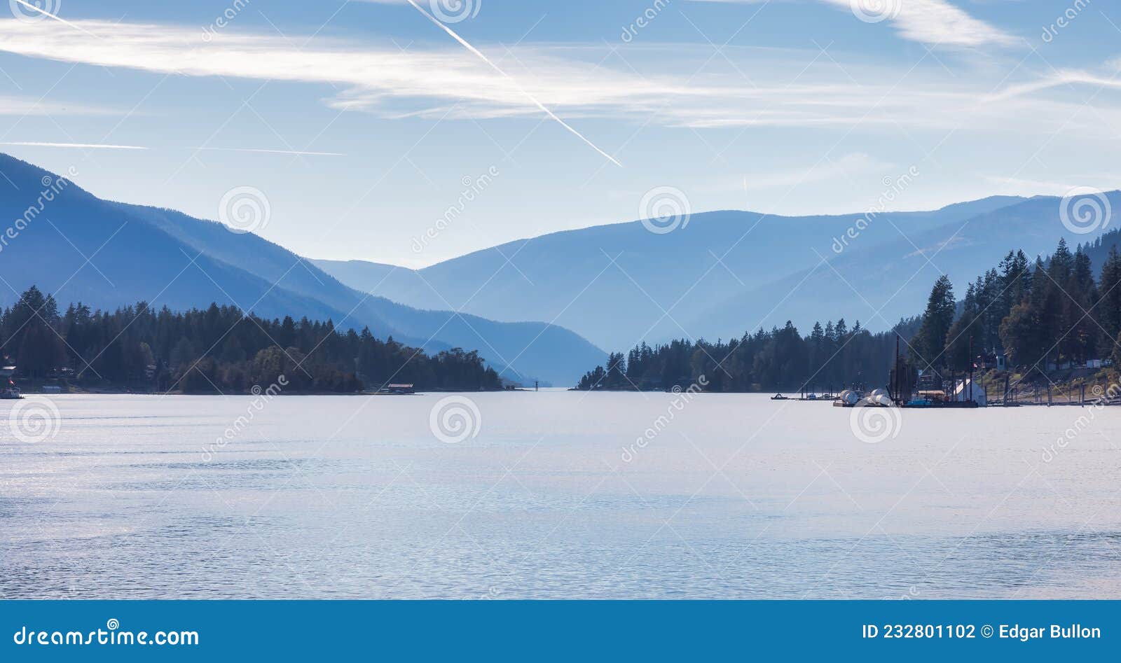 scenic view of kootenay river. sunny fall season day.