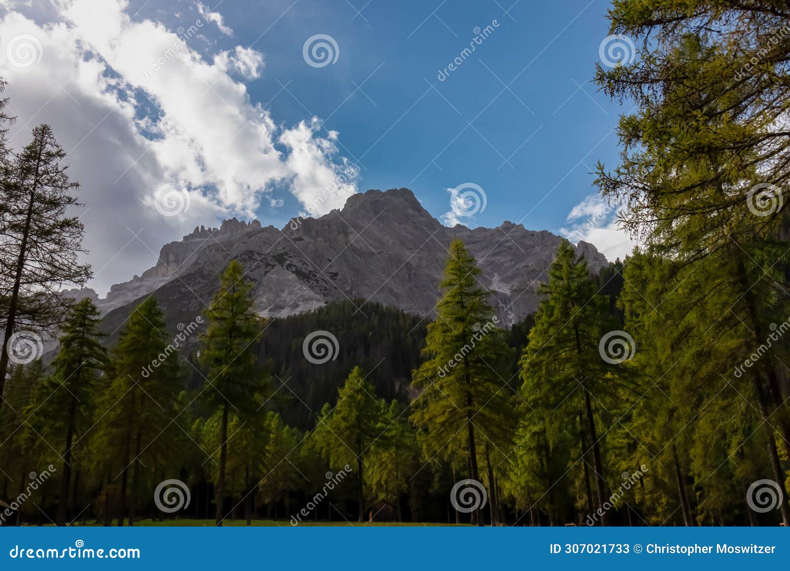 moos - scenic view of majestic mountain peak of dreischusterspitze in untamed sexten dolomites