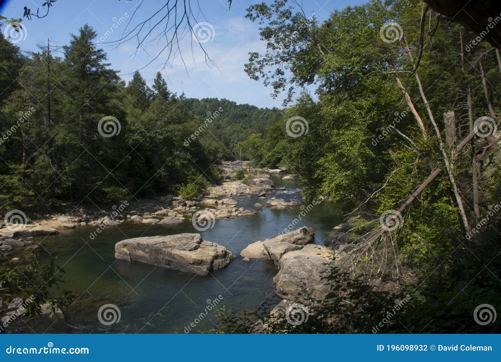 View Of Middle Fork River Through Bridge Beams RoyaltyFree Stock