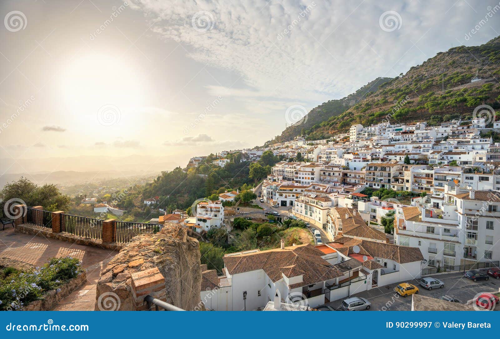 scenic view of mijas village at sunset. costa del sol, andalusia