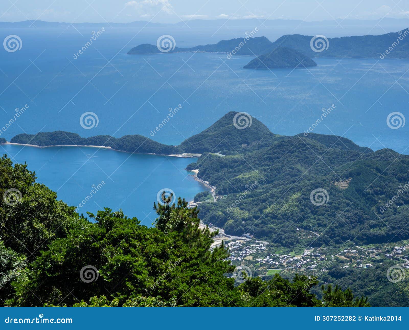 scenic view of seto inland sea from mt dake observation point on suo oshima island