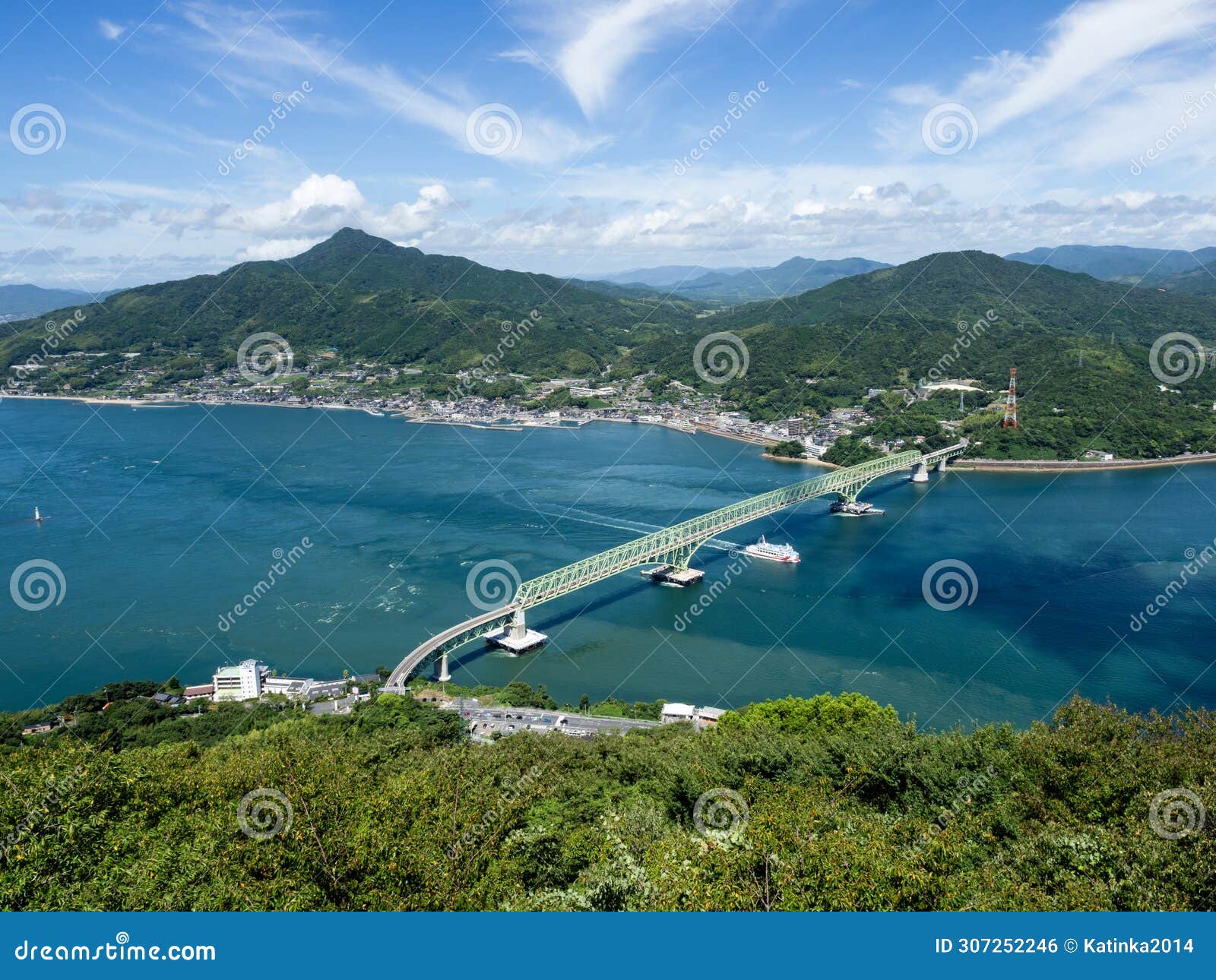 scenic view of obatakeset strait and oshima bridge from iinoyama viewpoint on suo-oshima island