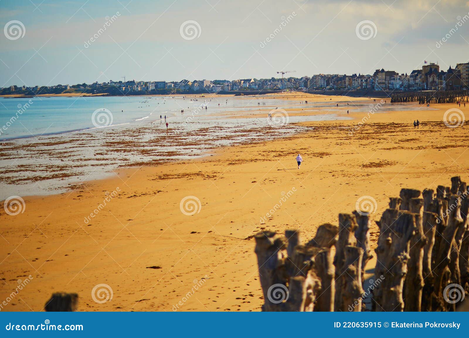 scenic view of plage du sillon beach in saint-malo, brittany, france