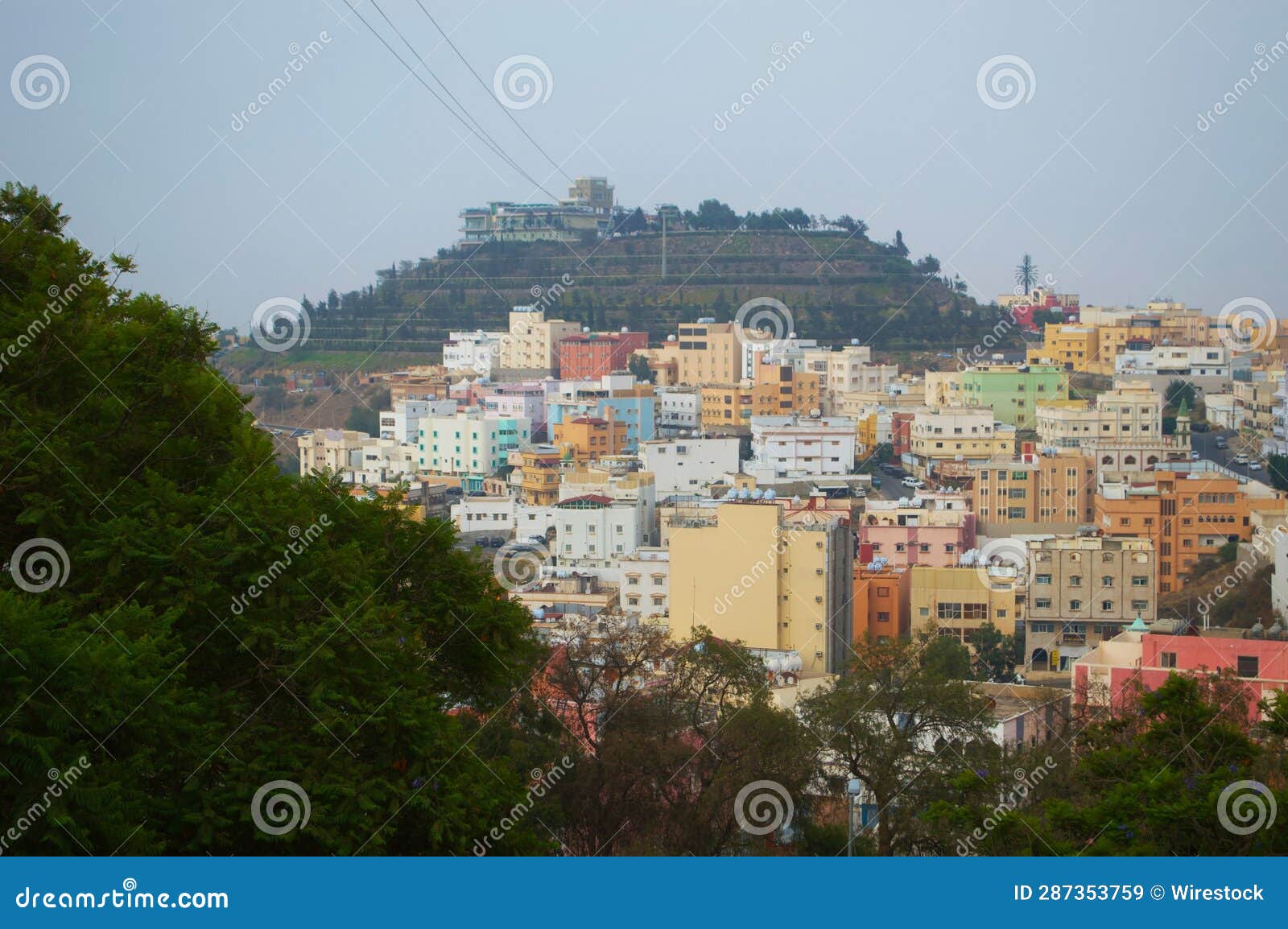 scenic view of a residential hillside seen from green mountain in abha, saudi arabia