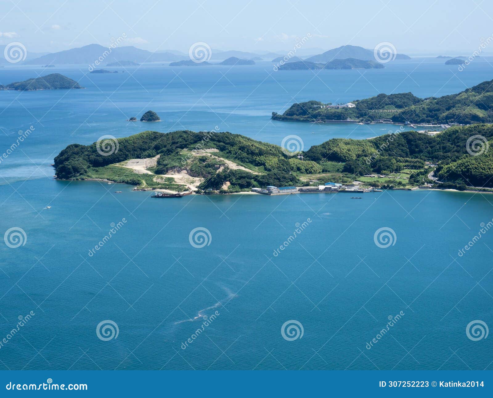 scenic view of suo oshima island and seto inland sea from iinoyama viewpoint