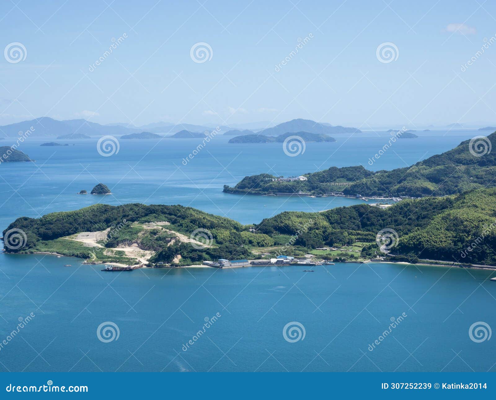 scenic view of suo oshima island and seto inland sea from iinoyama viewpoint