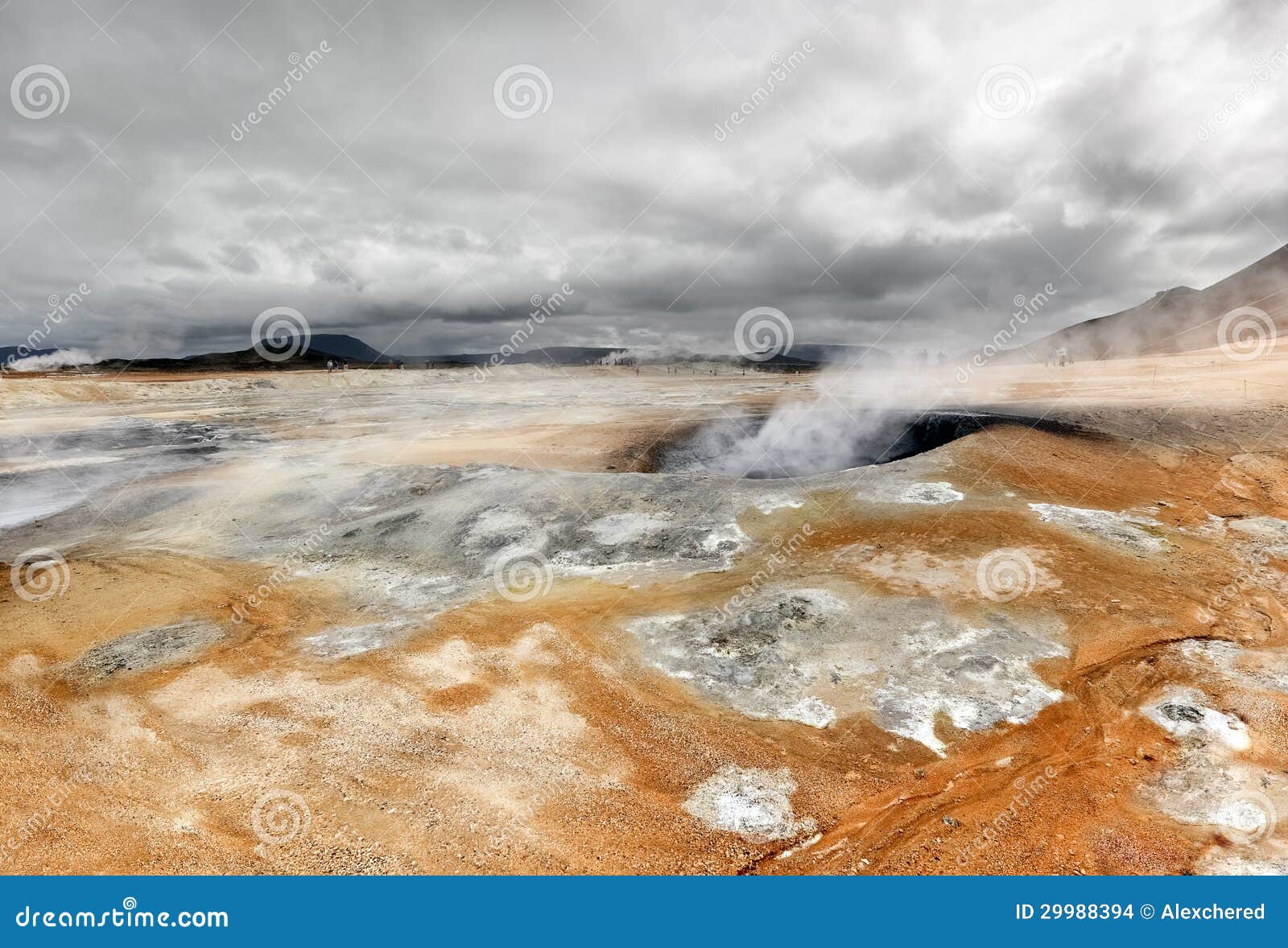 Volcanic Landscape with Boiling Mud, Hverir Namafjall Iceland Stock