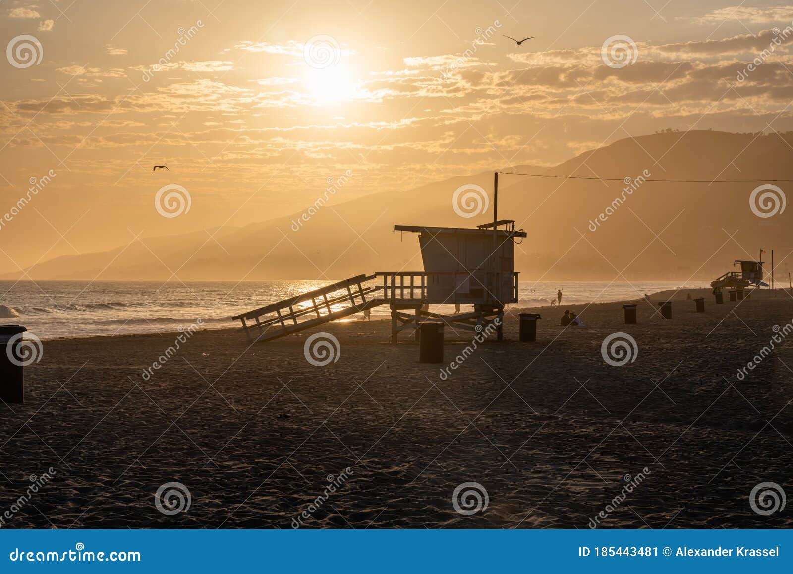 scenic zuma beach vista at sunset, malibu, california