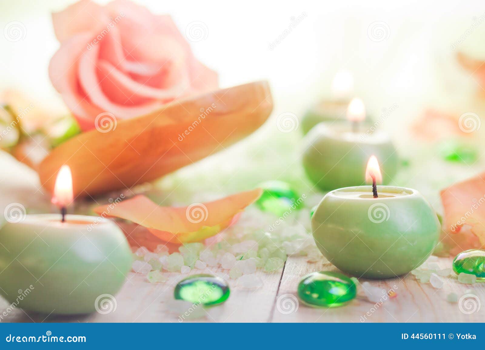 Scented Candles Salt Bath Attributes Relaxation Stock Image Image of