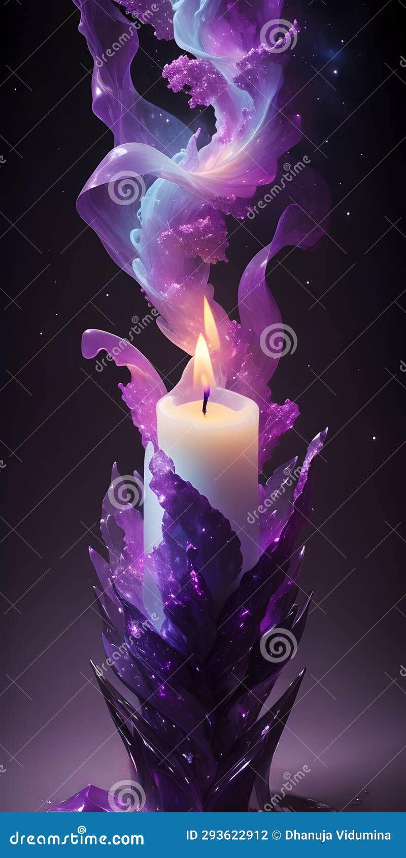 Luxury Burning Candle with Smoke Stock Illustration Illustration of