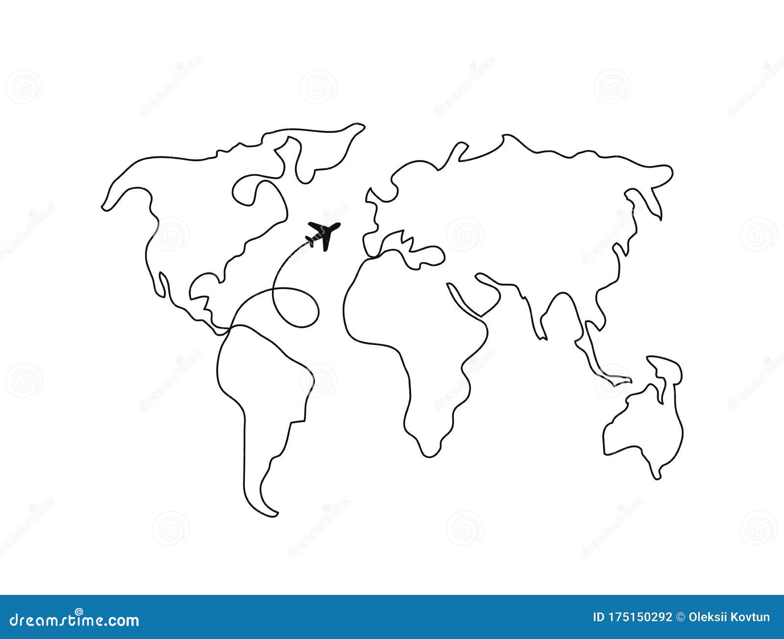 Simple Carte Du Monde Dessin Facile Carte Du Monde. Dessin Continu. Avion. Voyage Illustration de Vecteur - Illustration du atlas, illustration: 175150292