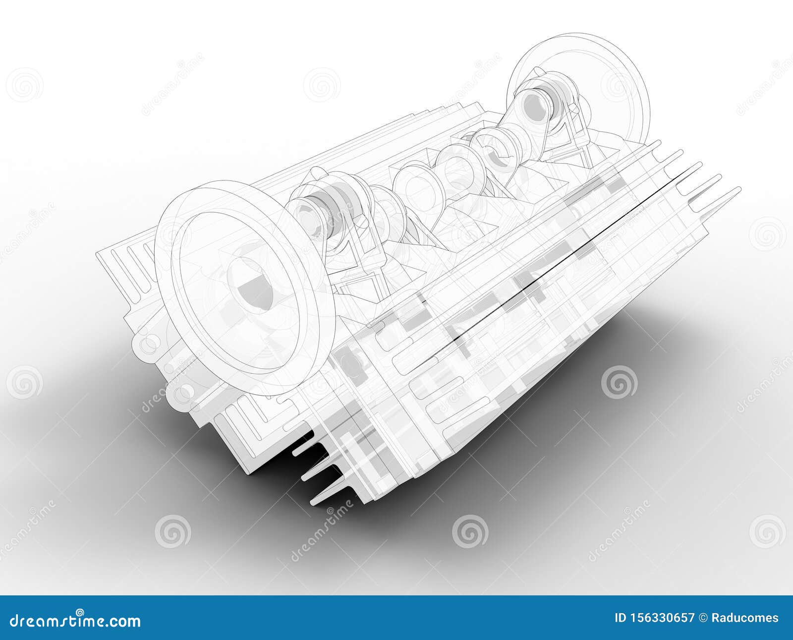 Moteur V8 De Voiture Isolé Sur Fond Blanc. Concept De Voiture