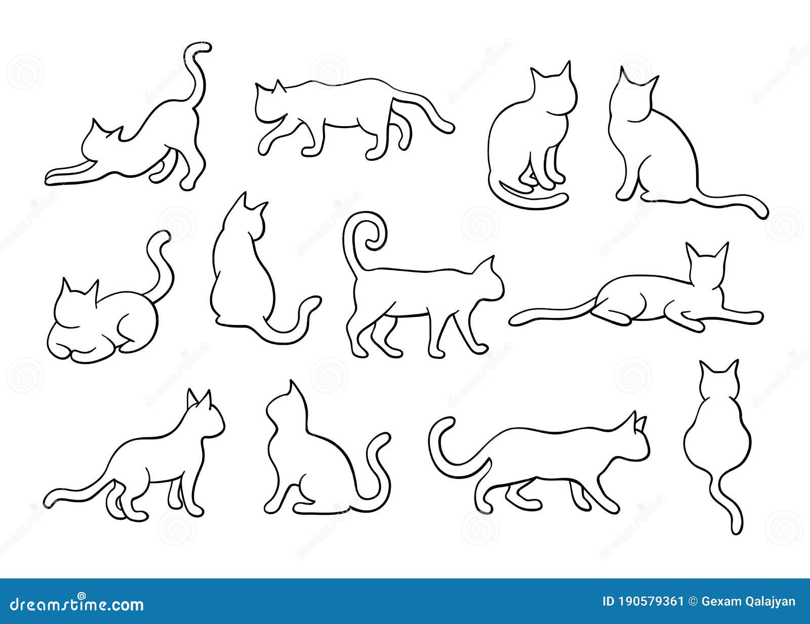 Schema Silhouette D Ensemble D Ensemble D Illustration De Chat Illustration De Vecteur Illustration Du Isolement Chaton