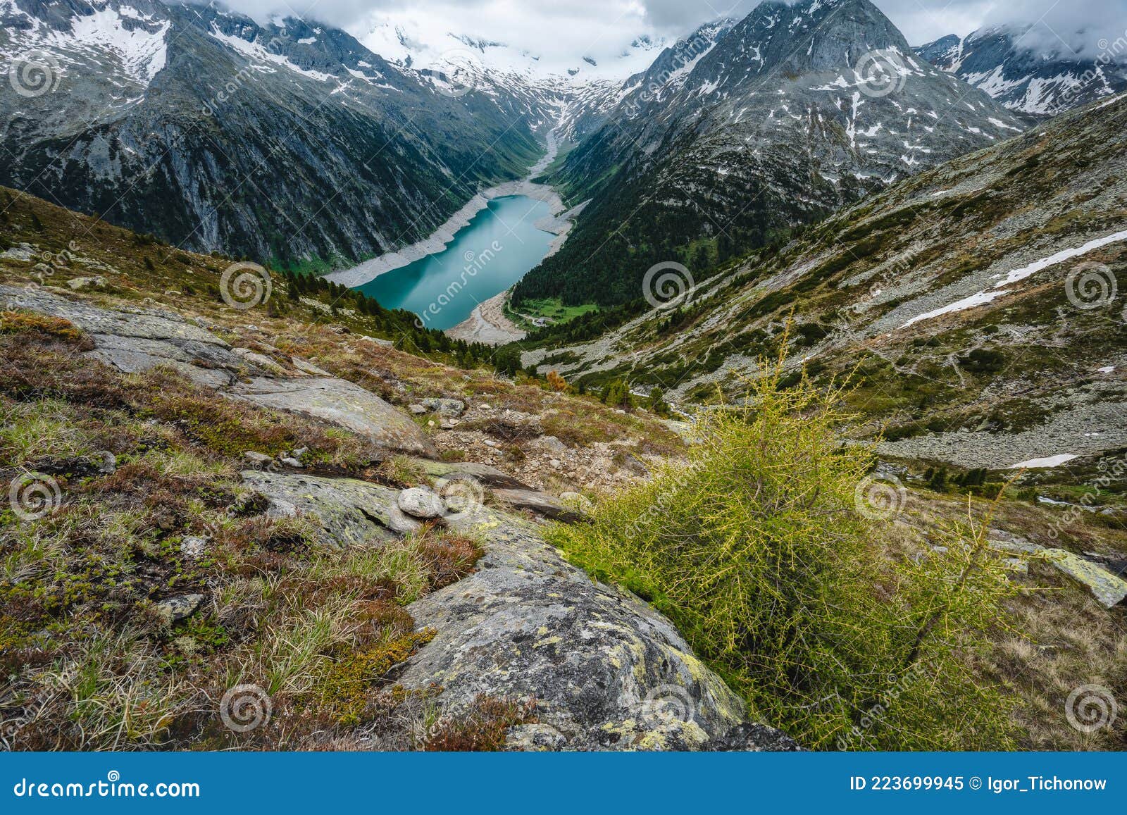 Schöne Aussicht Von Oben Nach Unten Auf Schlegeis Stausee Und