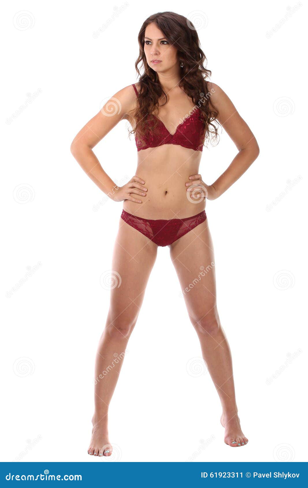 Schöne Volle Körper Brunette-Schönheitsfrau in Der Sexy Unterwäsche  Stockbild - Bild von getrennt, mode: 61923311