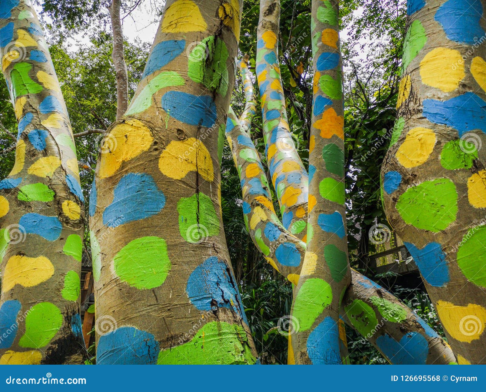 Natur-Kunst Kopfkissenbezug Grünlich-Baum-Kunst-Motiv 