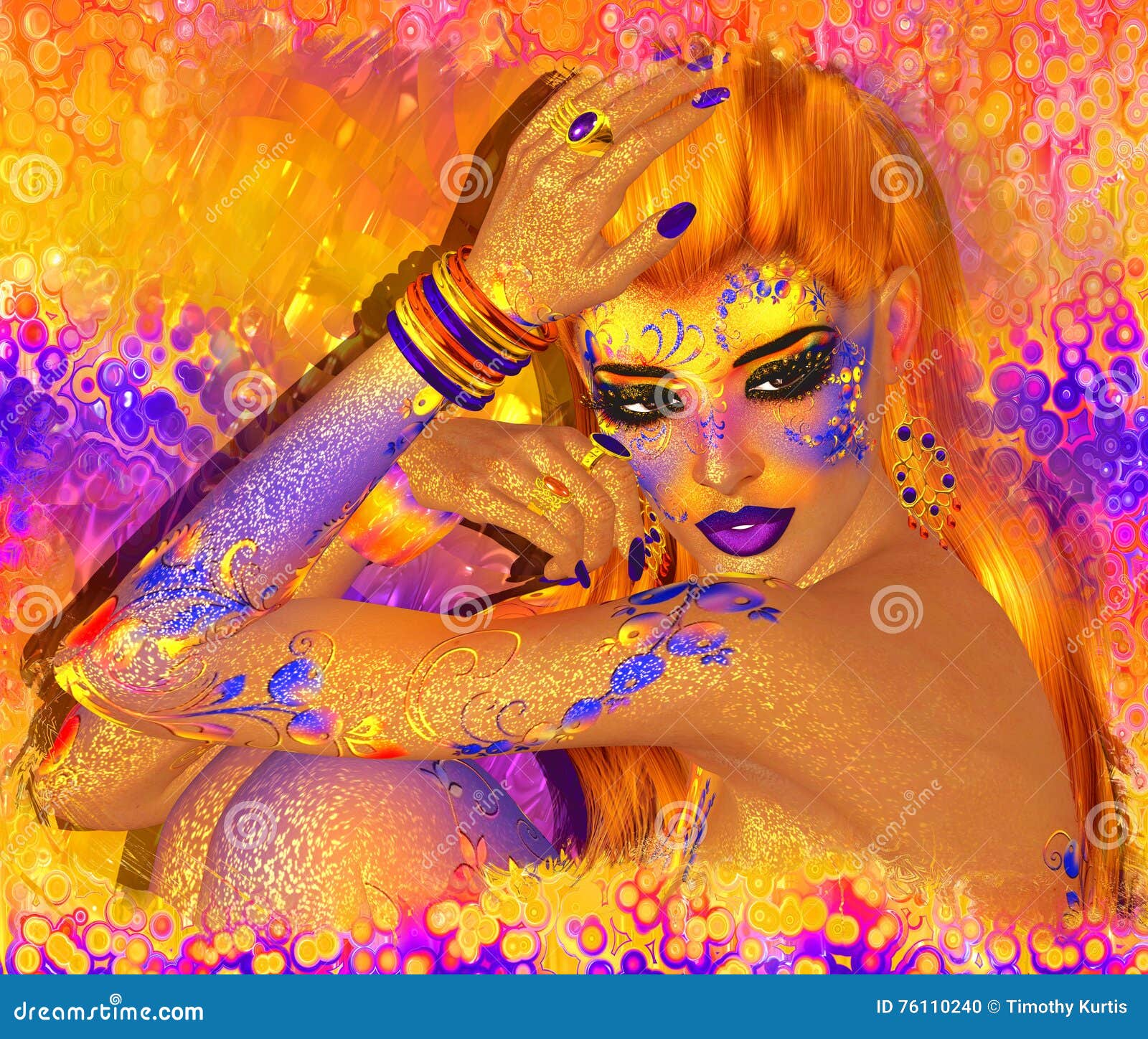 Schones Rotes Haar Mode Abstraktes Bild Des Makes Up 3d Ubertragen Kunst Stockfoto Bild Von Kunst Augen 76110240