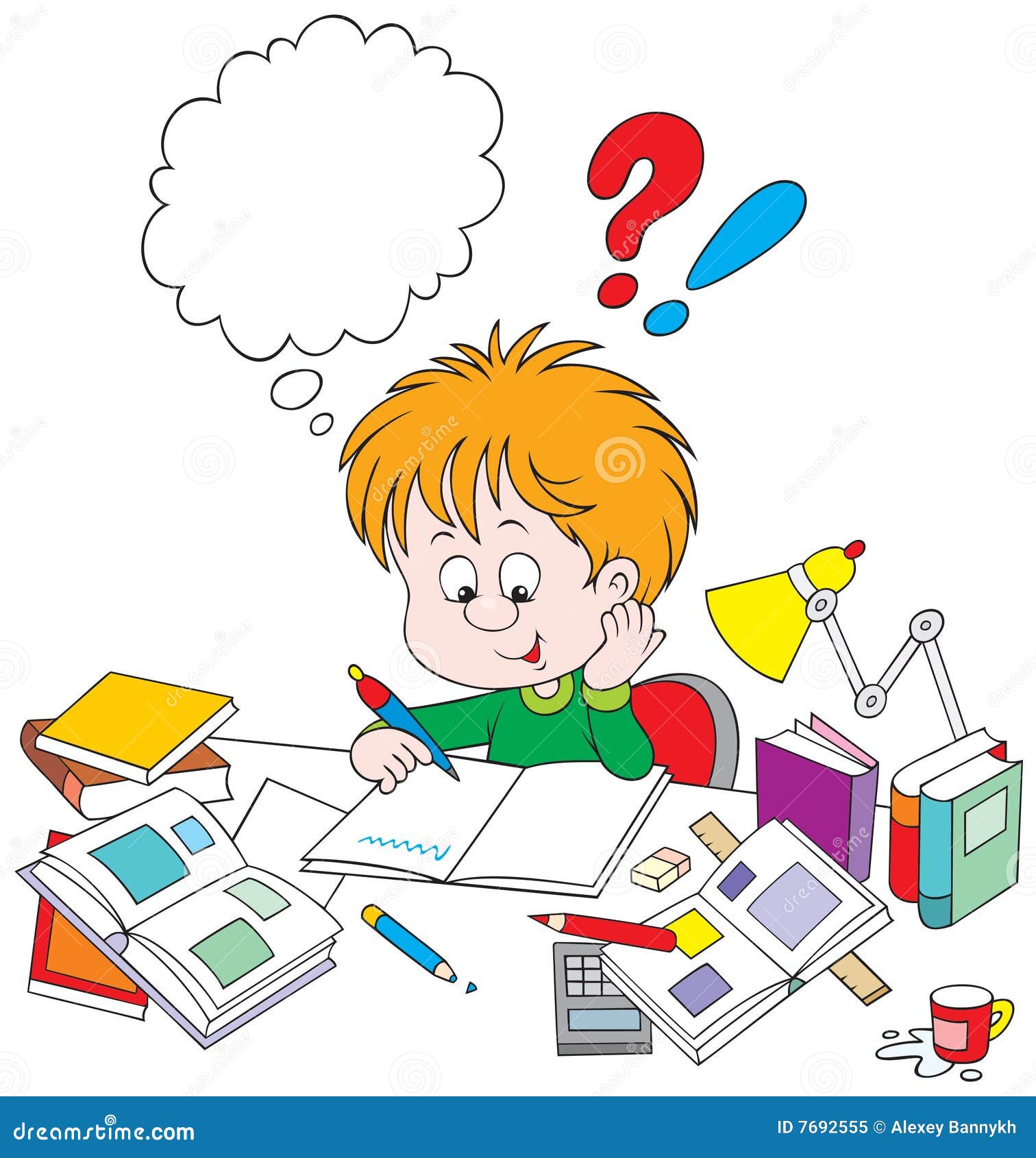 Schuler Mit Heimarbeit Vektor Abbildung Illustration Von Heimarbeit