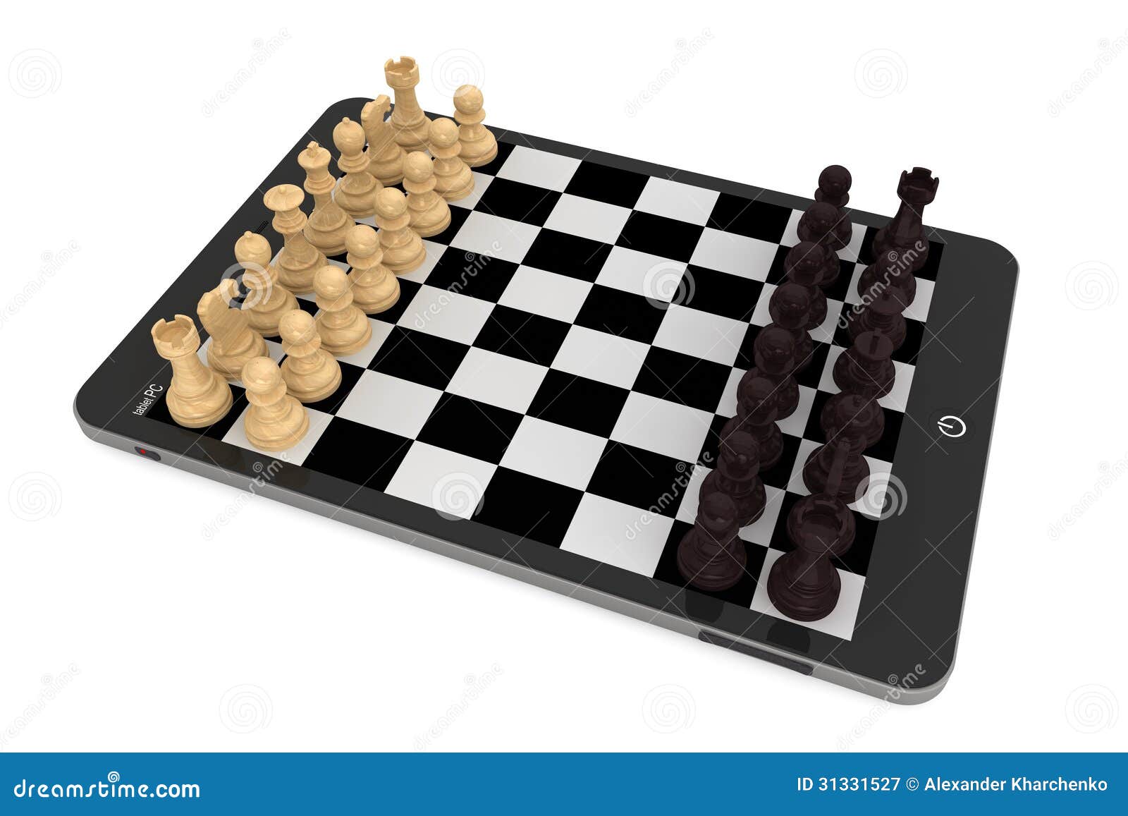 Schach über Tablette PC-Schachbrett Stock Abbildung