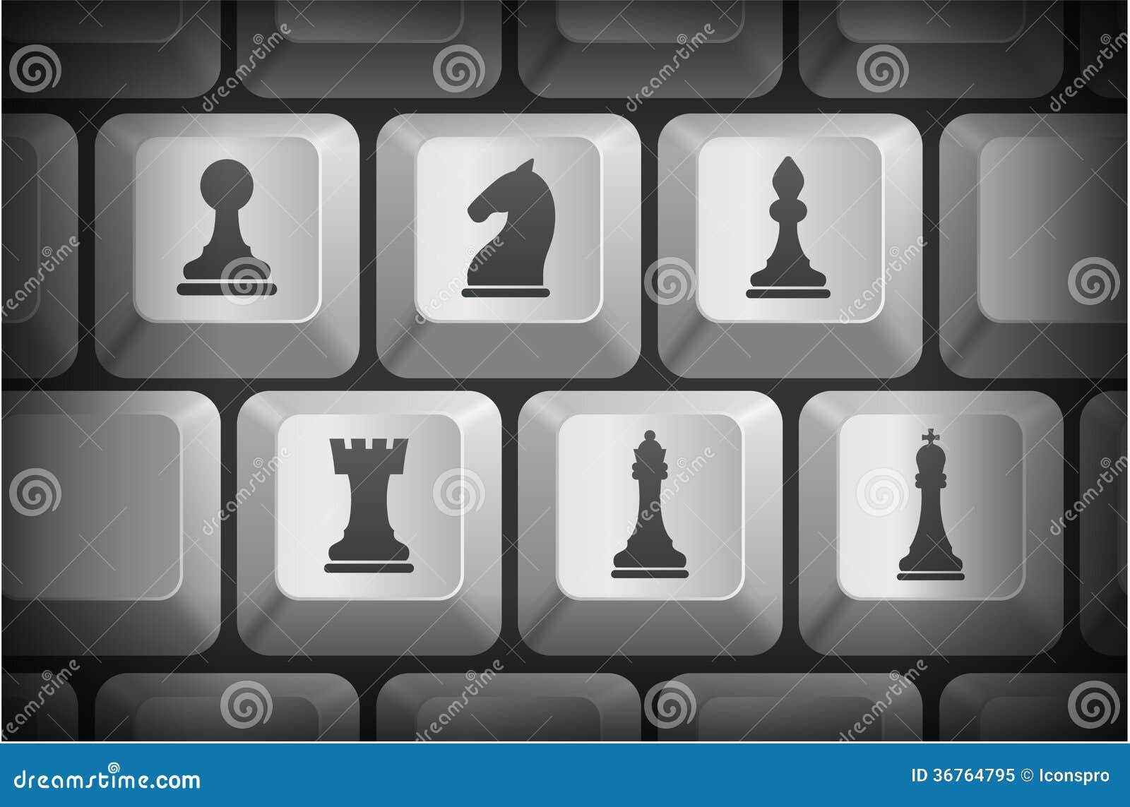 Schach-Ikonen Auf Computer-Tastatur-Knöpfen Stock Abbildung