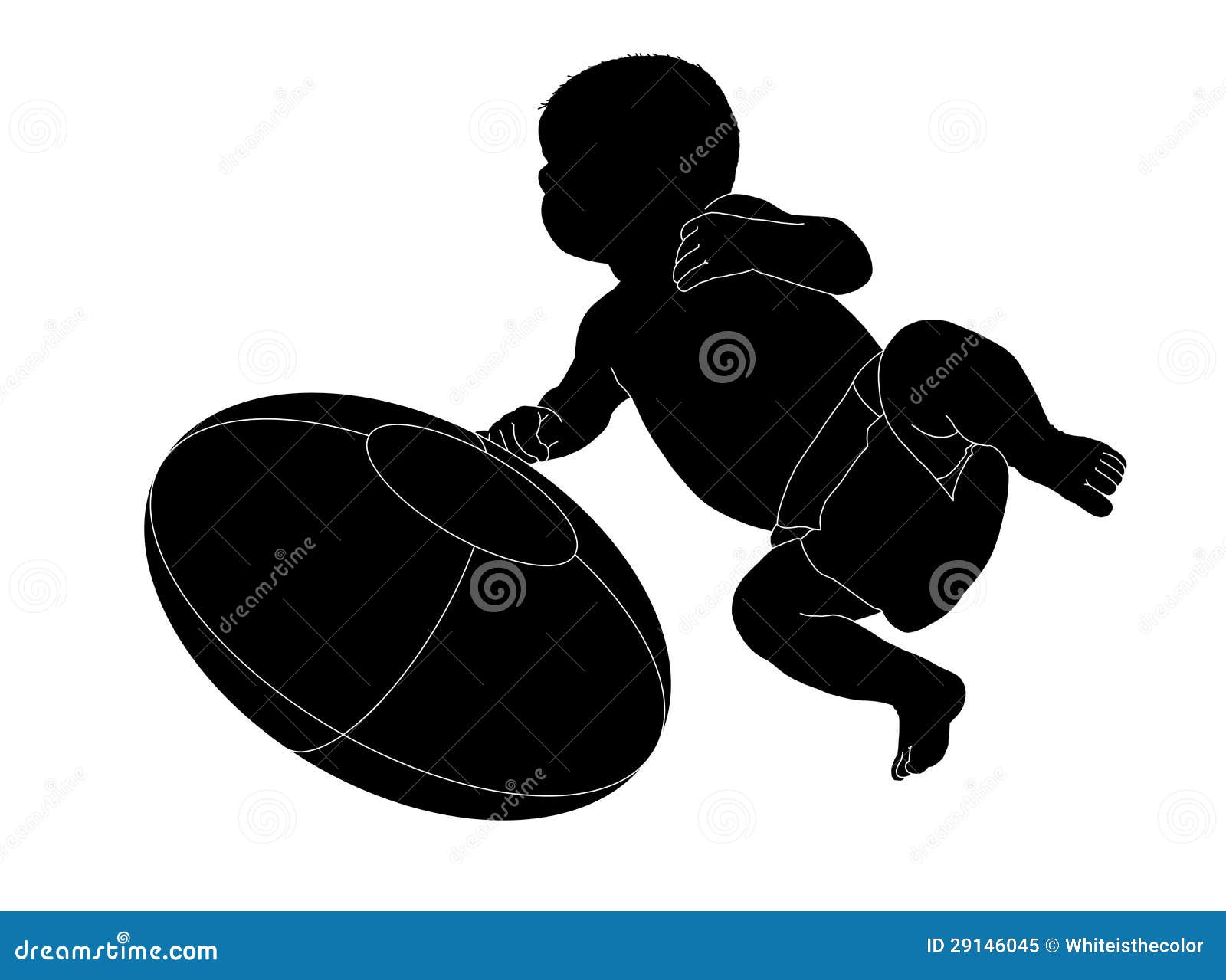 Schattenbild Eines Babys Mit Einem Rugbyball Stock Abbildung