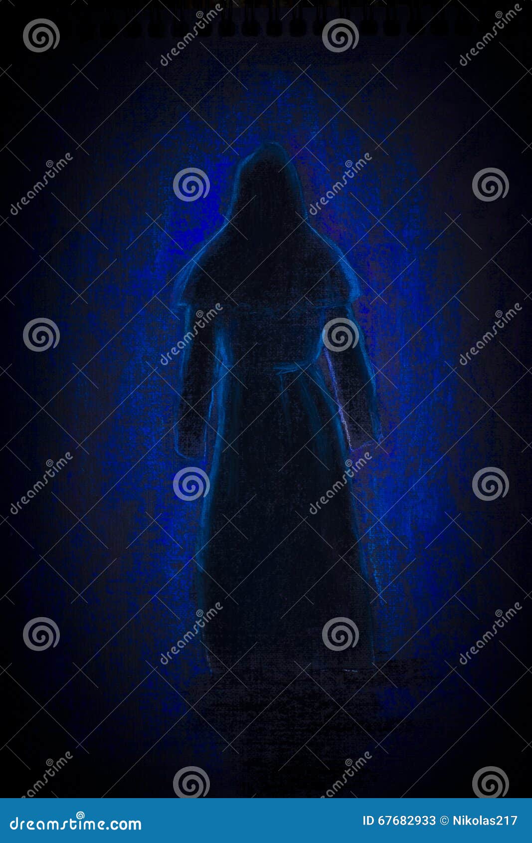 Schattenbild Eines Mittelalterlichen Mönchs Stock Abbildung